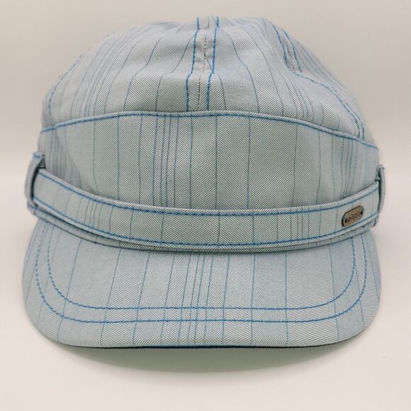 Pistil Hat Men Women Sky Blue Striped Casual Cap Newsboys Cadet Fiddler VGUC - Picture 2 of 9